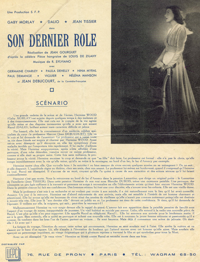 Scenario de : son dernier role, 1945